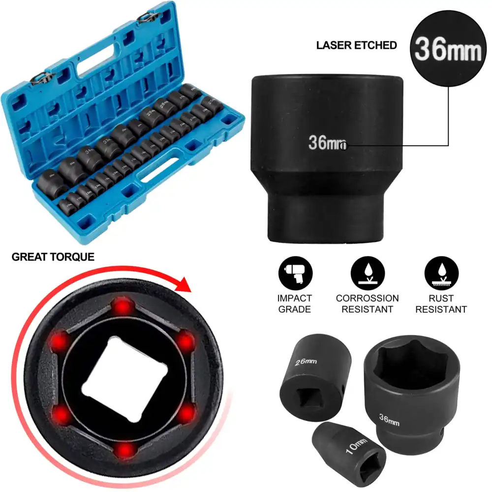 Set Soket Impact Metrik, Baja  - Industrial Laser Repair ulasan dan harga
